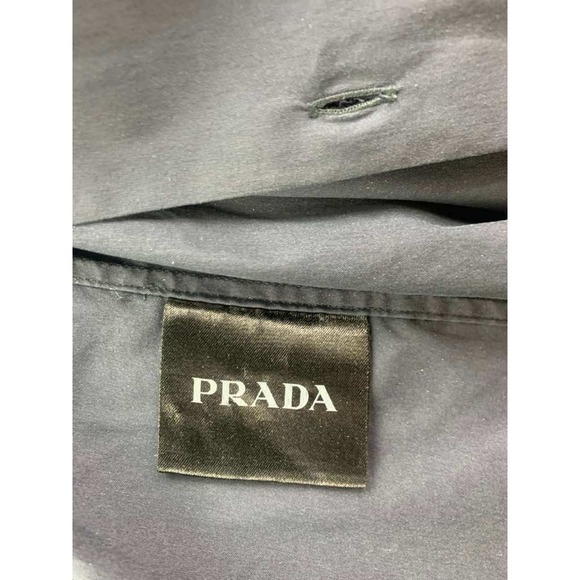 Prada Dress Shirt Men 42 16 1/2 Blue Stretch Poplin Slim Fit Button Down UCM608 - Picture 4 of 10